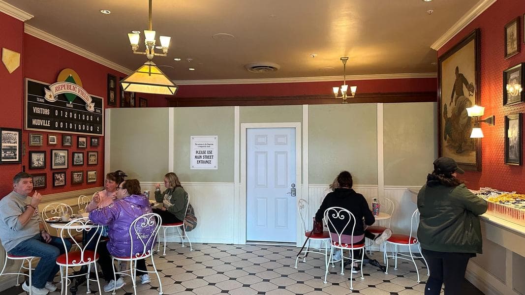 Construction Walls Up in Emporium Near Casey’s Corner at Magic Kingdom in Walt Disney World