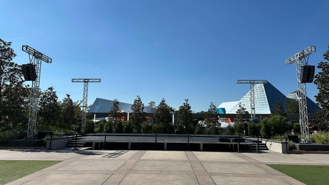 Disney Prepares for More Holiday Entertainment at EPCOT, Stage Set Up