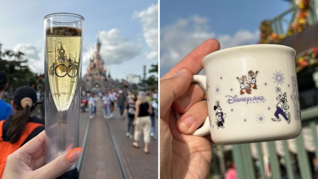 Sip Champagne or Chocolat Chaud on Main Street U.S.A. with New Disney100 Flute & Mug at Disneyland Paris