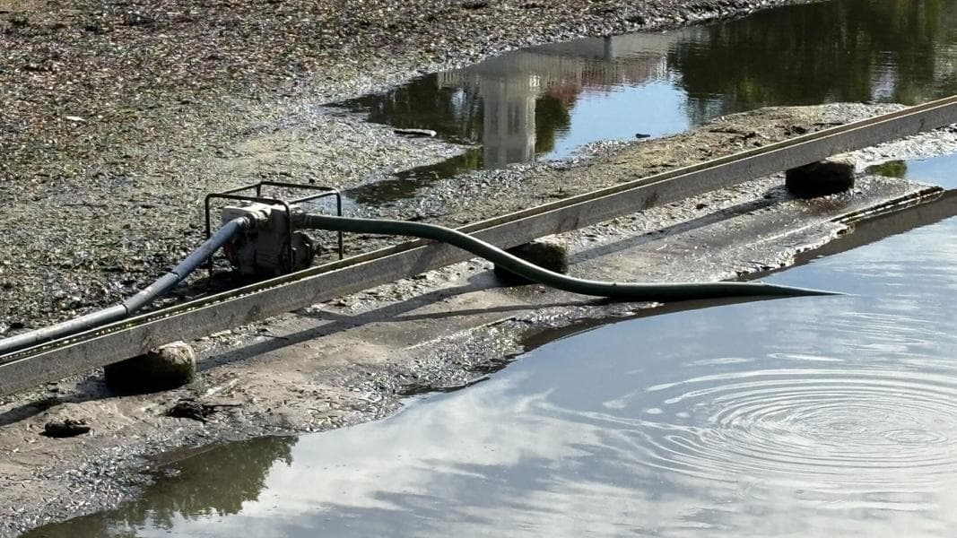 Disney Pumping Final Puddles of Water Out of Rivers of America in Magic Kingdom
