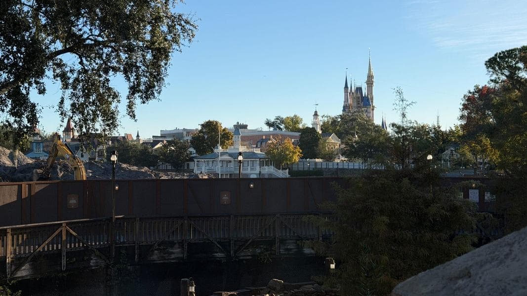 Dirt Piles Grow in Former Rivers of America at Magic Kingdom, View From Tiana’s Bayou Adventure