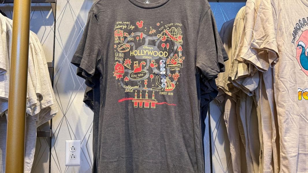 Disney’s Hollywood Studios Map T-Shirt Missing Chinese Theater and Tower of Terror