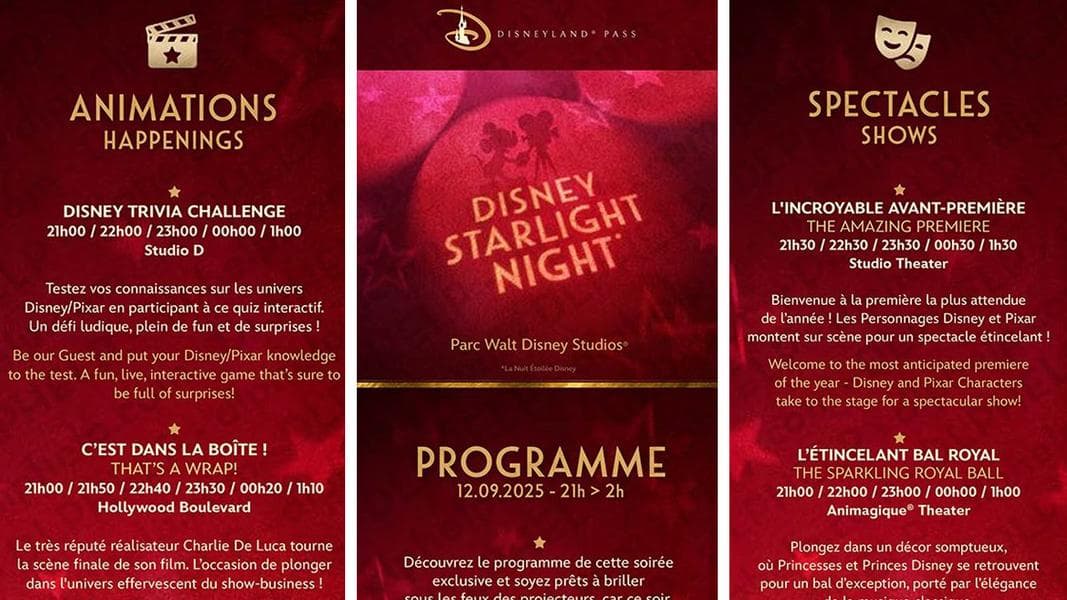 Disney Starlight Night event PROGRAMME