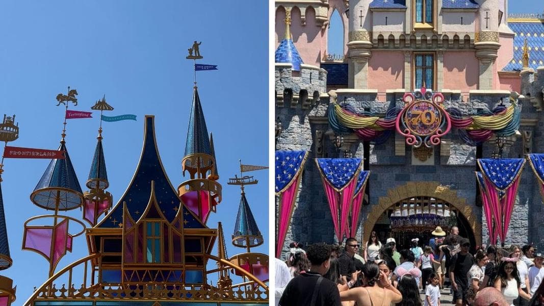 PHOTOS: Esplanade Castle Structure Nears Completion, Other Decor Added at Disneyland Resort Ahead of 70th Anniversary