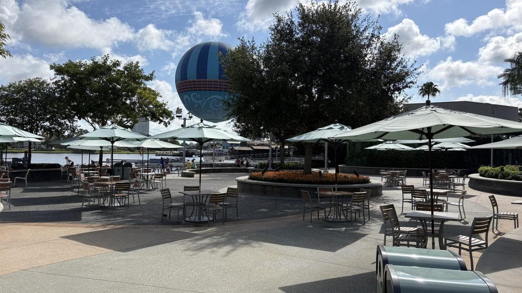 Shaded Tables and Seating Added to Former Disney Springs Food Truck Area