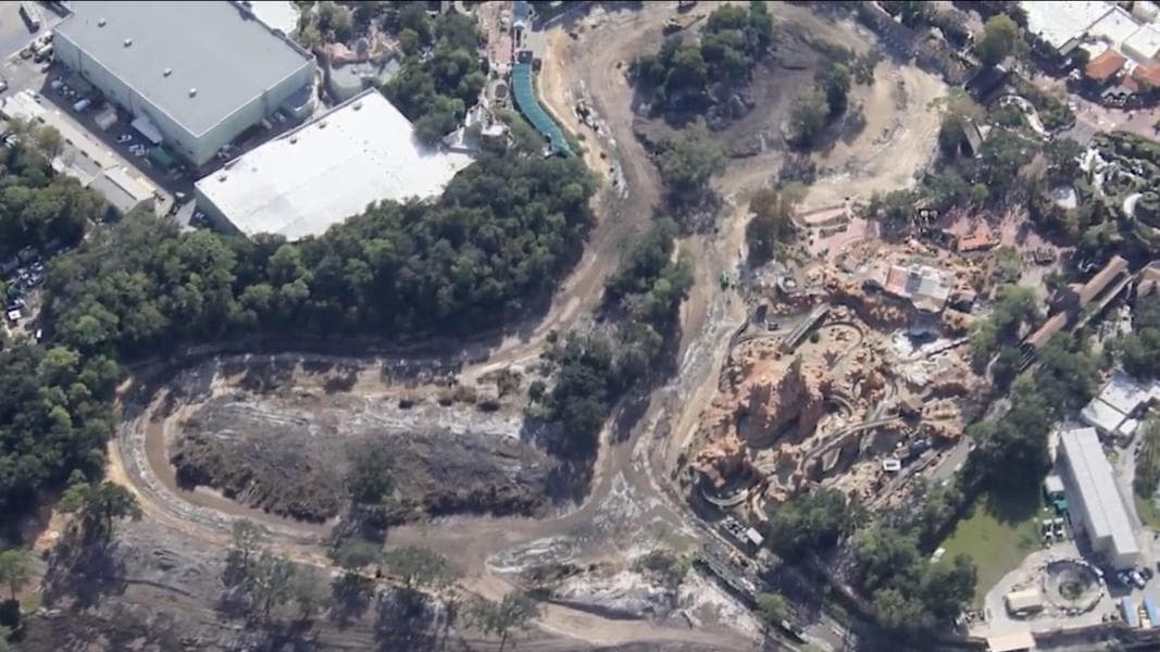 Aerial View of Walt Disney World Reveals Trees Removed From Tom Sawyer Island, Foundational Work on Monstropolis and Encanto