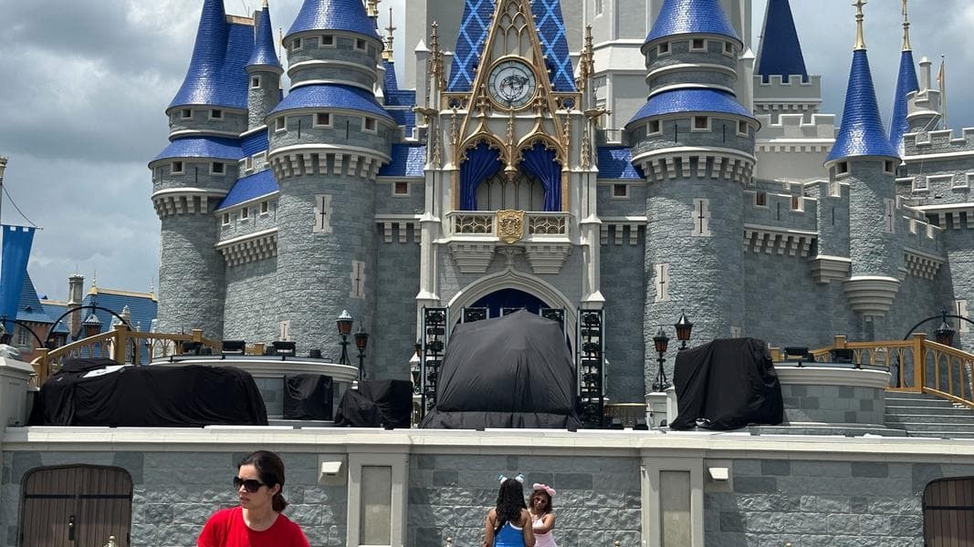 Lights & Speakers Installed at Cinderella Castle for Dave Matthews Band Concert in Magic Kingdom