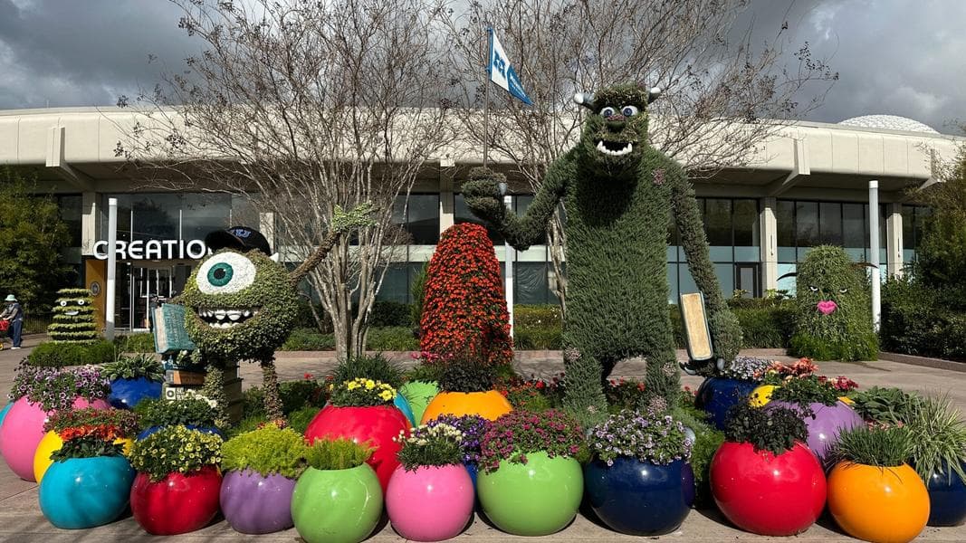 Skinny Sulley & Mike Wazowski Topiaries Arrive at EPCOT International Flower & Garden Festival 2026