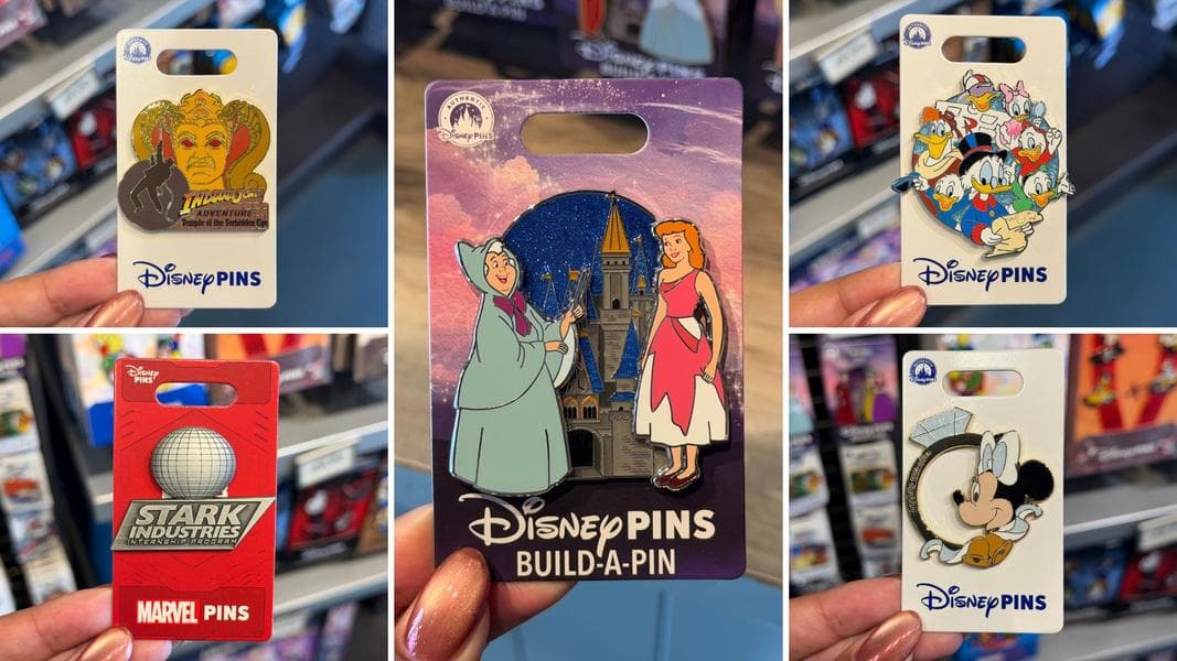 'Cinderella' Build-A-Pin, Mickey & Minnie Wedding Rings, and More New Disneyland Pins