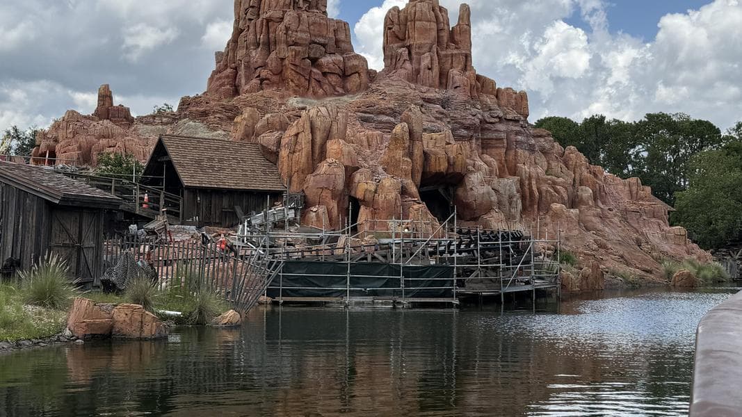 Last Look at Big Thunder Mountain Railroad Construction From Walt Disney World Railroad & Liberty Square Riverboat