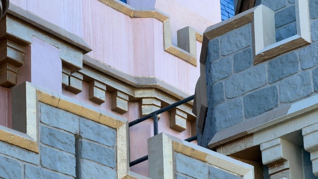 Dripping Paint & Mucky Moat as Cinderella Castle Painting Progresses in Walt Disney World