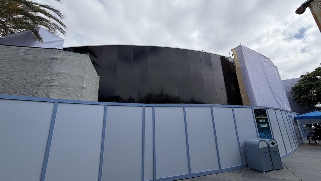 Space Mountain Mural Completely Covered at Disneyland