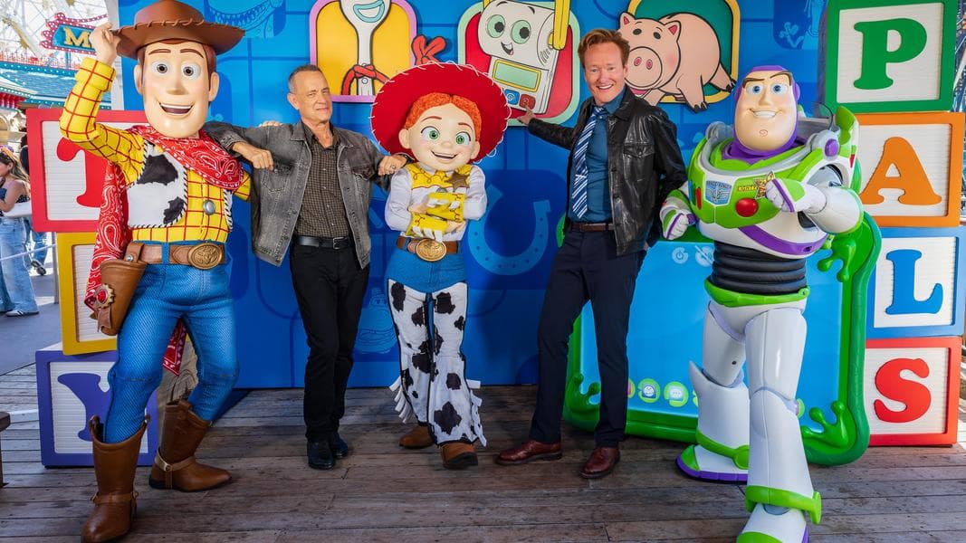 PHOTOS: Tom Hanks & Conan O’Brien From 'Toy Story 5' Visit Disneyland Resort