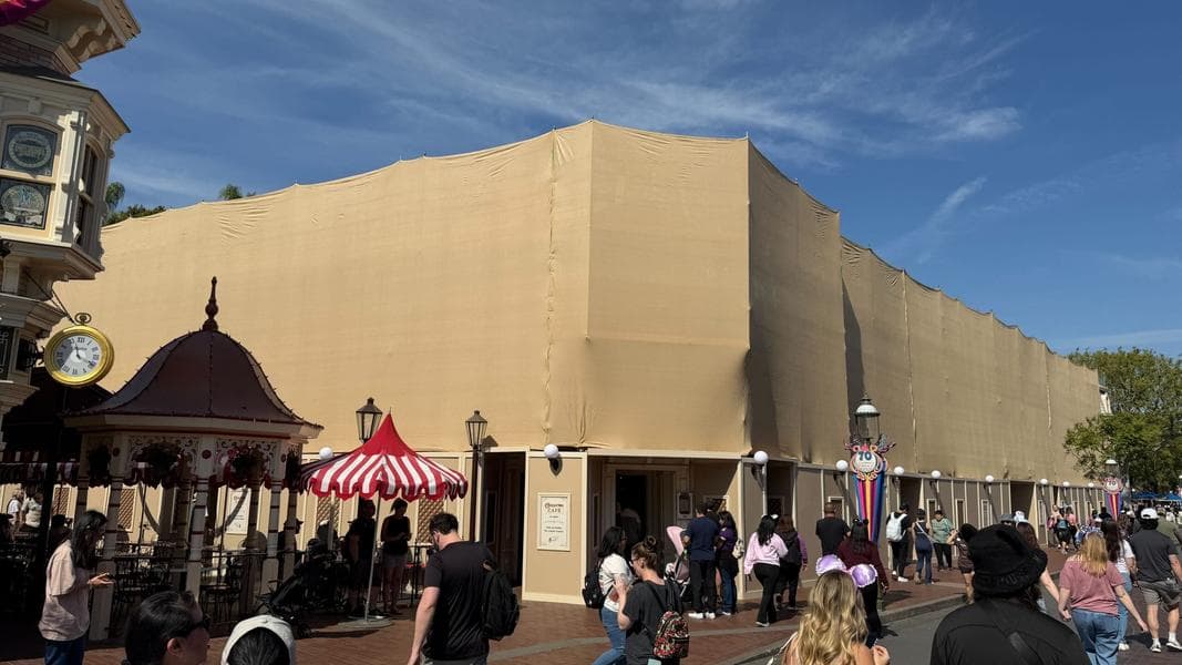 Main Street, U.S.A. Completely Covered from Carnation Café to Refreshment Corner in Disneyland