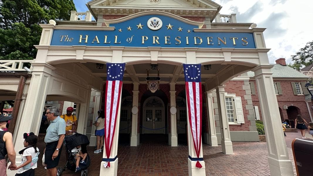 American Flag Banners Added to Hall of Presidents and Liberty Tree Tavern at Magic Kingdom