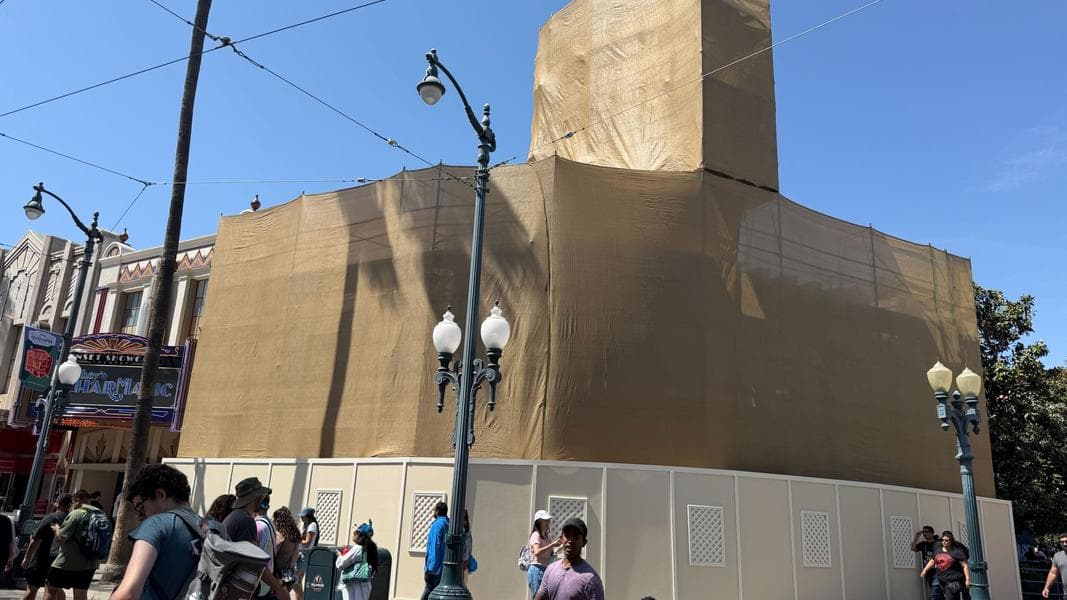 Scrim & Scaffolding Goes Up Next to Mickey’s PhilharMagic at Disney California Adventure
