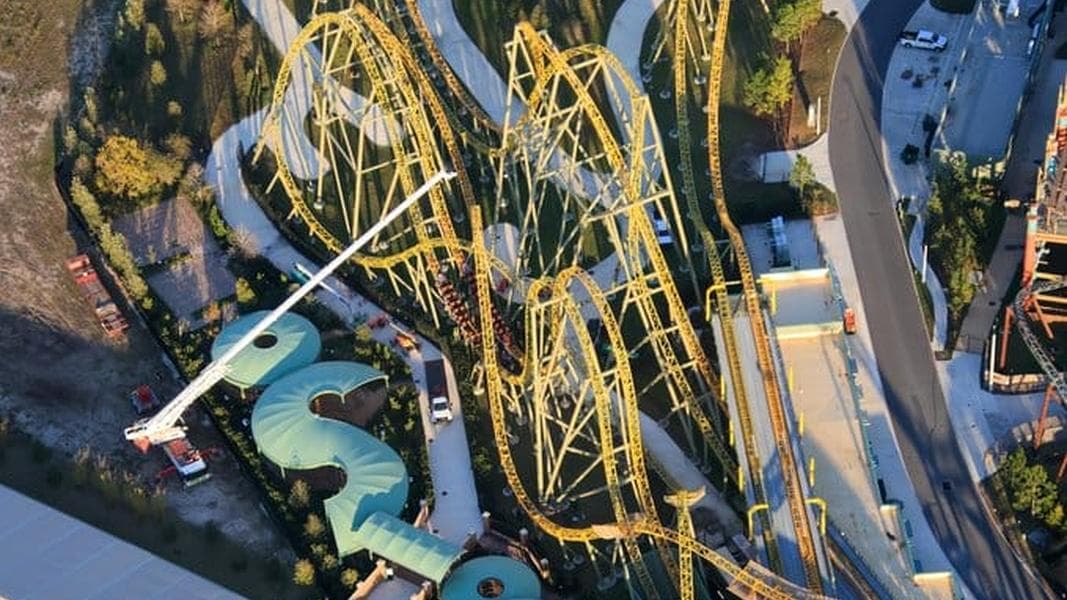 Stuck Stardust Racers Trains Seen Being Pulled by Crane in Aerial Photos