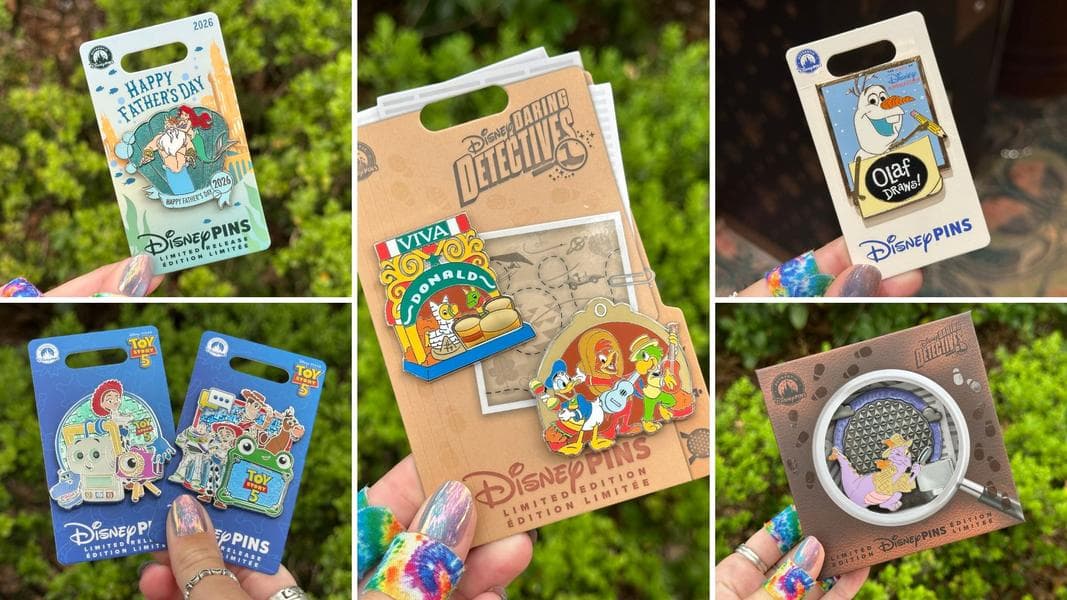 Disney World Pin Tuesday: More Daring Detectives, Father’s Day, ‘Toy Story 5,’ and ‘Olaf Draws’