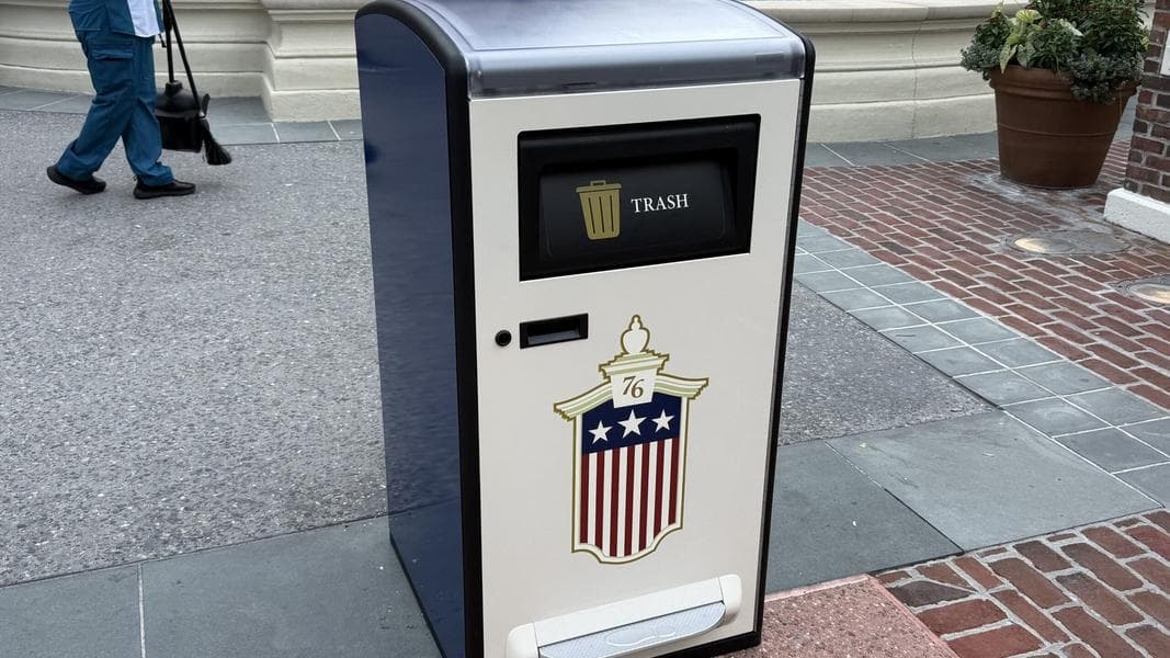 Patriotic Solar-Powered Trash Can Installed at The American Adventure in EPCOT